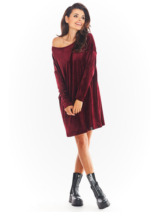 Awama Awama Vestito di maglia A370 Bordeaux Basic Fit
