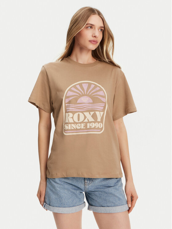 Roxy Roxy T-Shirt ERJZT05912 Brązowy Regular Fit