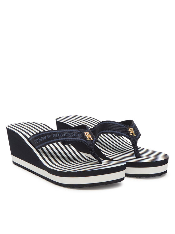 Tommy Hilfiger Tommy Hilfiger Flip flop Th Stripes Wedge Beach Sandal FW0FW08521 Albastru