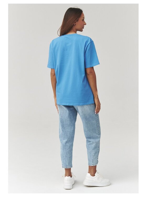 Makadamia Makadamia Bluzka C41 Niebieski Loose Fit