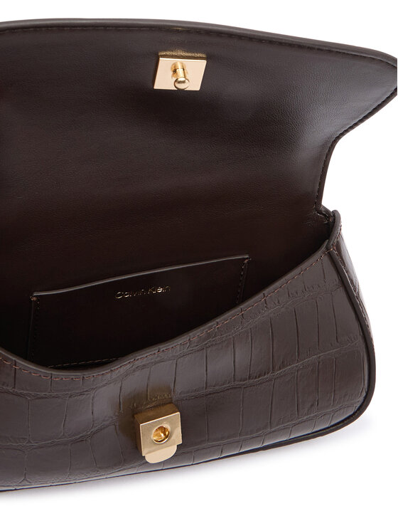Calvin Klein Calvin Klein Τσάντα Ck Croc Top Handle Bag LV04F3903G Σκούρο καφέ