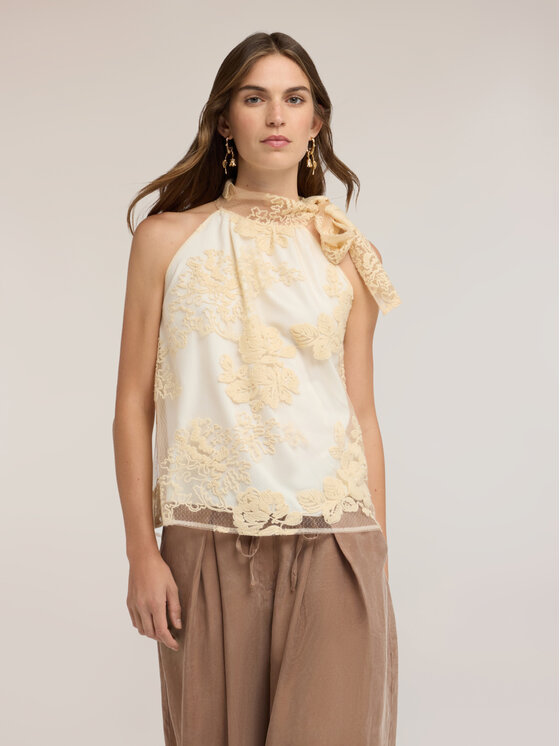 Motivi Motivi Top D147Q000669N011 Kremowy Regular Fit