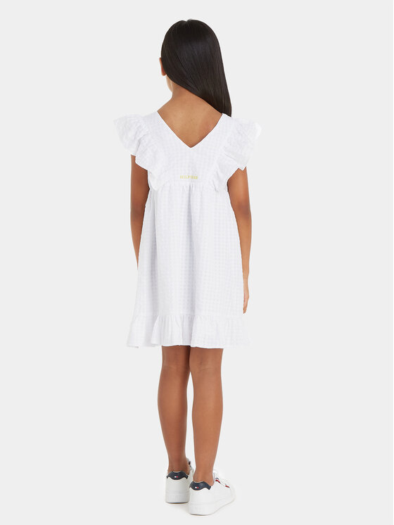 Tommy Hilfiger Tommy Hilfiger Vasarinė suknelė Gingham KG0KG07930 M Balta Relaxed Fit