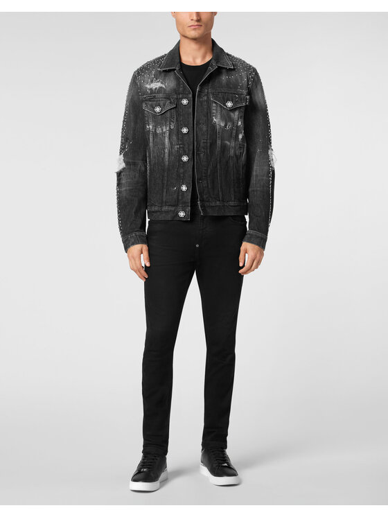 PHILIPP PLEIN PHILIPP PLEIN Kurtka jeansowa 22541 Szary Regular Fit