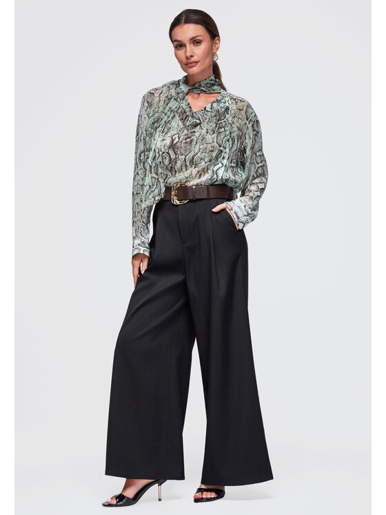 Ombre Ombre Spodnie materiałowe OW-PA-E0019 Czarny Relaxed Fit