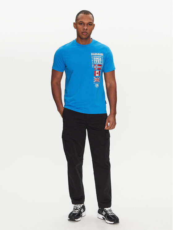 Napapijri Napapijri T-Shirt S-Turin NP0A4HQG Modrá Regular Fit