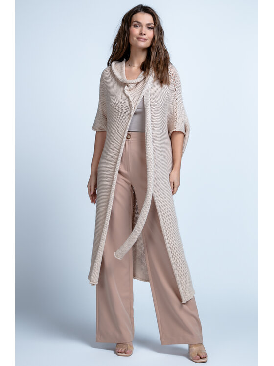 Fobya Fobya Kardigan F1852 Beżowy Oversize