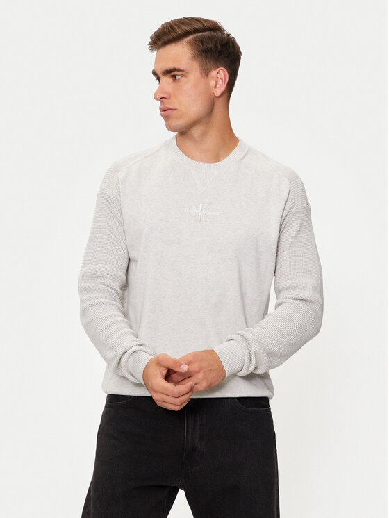 Calvin Klein Jeans Calvin Klein Jeans Pulover Monologo J30J325671 Gri Regular Fit