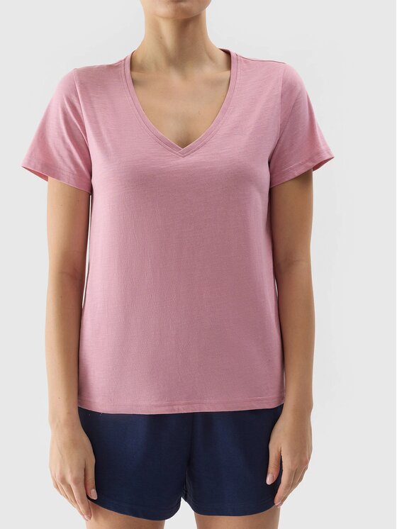 4F 4F T-Shirt 4FWSS24 TTSHF1162 56S JASNY RÓŻ XS Różowy Regular Fit