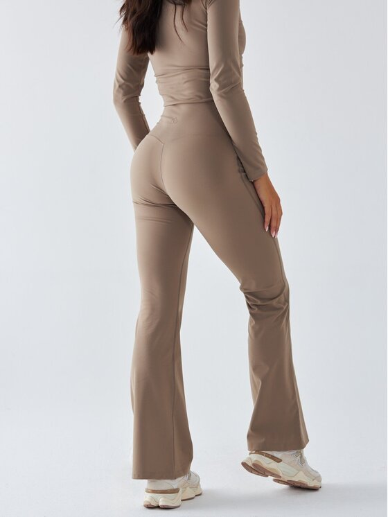 BeShaped BeShaped Legginsy Dzwony - Morning Dew Beżowy Shaping Fit