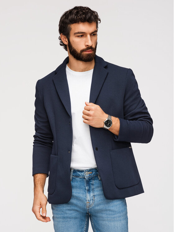 Ombre Ombre Marynarka M167 Granatowy Regular Fit