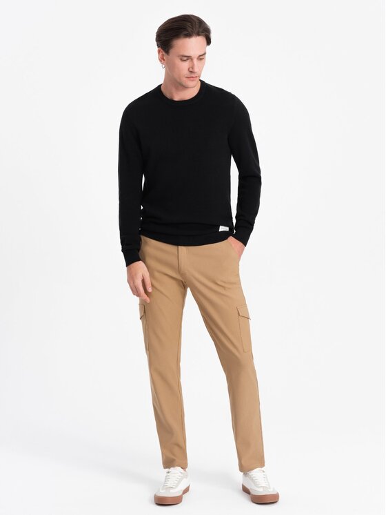 Ombre Ombre Kalhoty z materiálu OM-PACG-0178 Hnědá Regular Fit