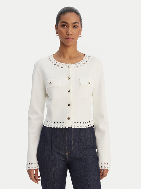 Fracomina Fracomina Strickjacke FR26ST8010K52401 Écru Regular Fit