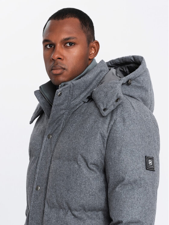 Ombre Ombre Parka OM-JALJ-0217 Szary Regular Fit