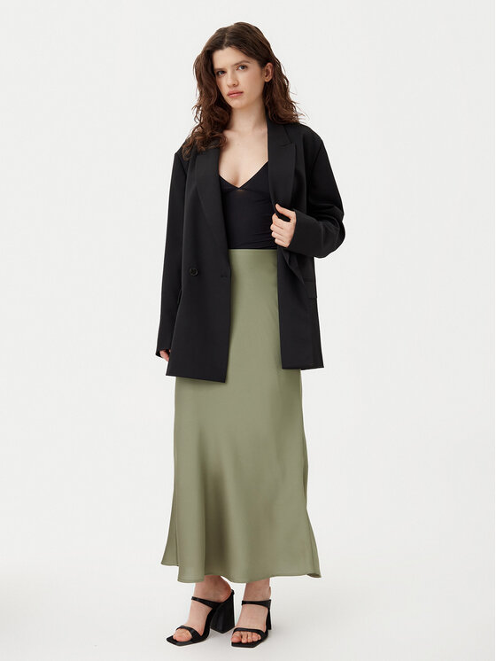 Vila Vila Spódnica midi Elliette 14084182 Zielony Regular Fit