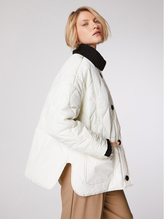 Simple Simple Prijelazna jakna KUD008 Bijela Relaxed Fit