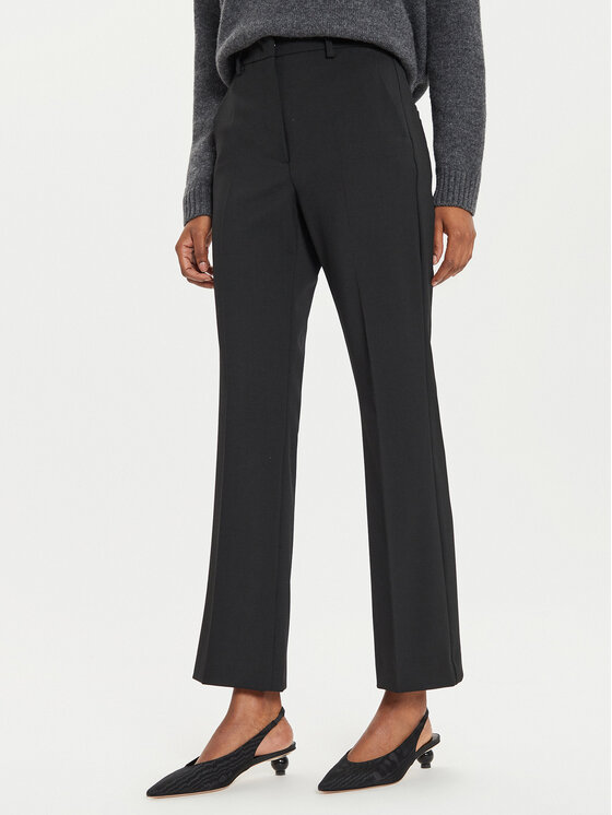 Weekend Max Mara Bavlnené nohavice Estasi 2425136032 Čierna Straight Fit