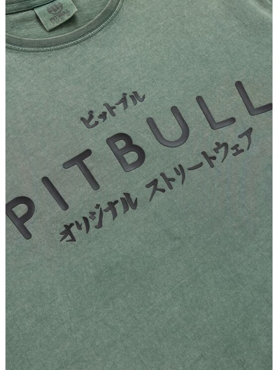 PITBULL PITBULL T-Shirt Koszulka męska Denim Washed MT. FUJI 3XL Zielony Regular Fit