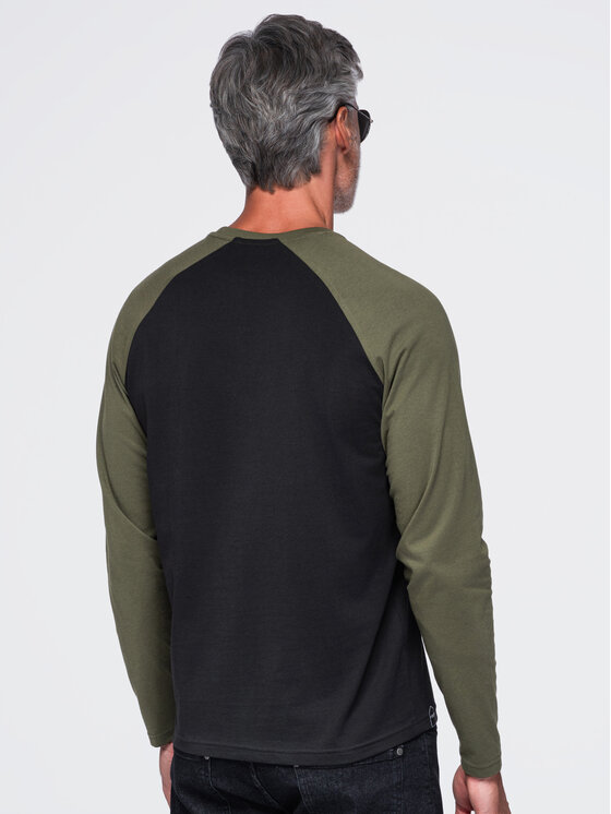 Ombre Ombre Longsleeve OM-LSCL-0141 Zielony ciemny Regular Fit