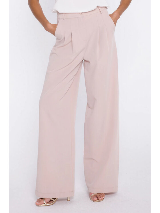 NIFE NIFE Kalhoty z materiálu SD138 Béžová Modern Relaxed Fit