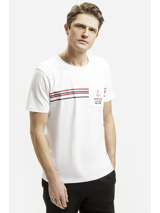 Cross Jeans Cross Jeans T-Shirt 16077-008 Biały Regular Fit