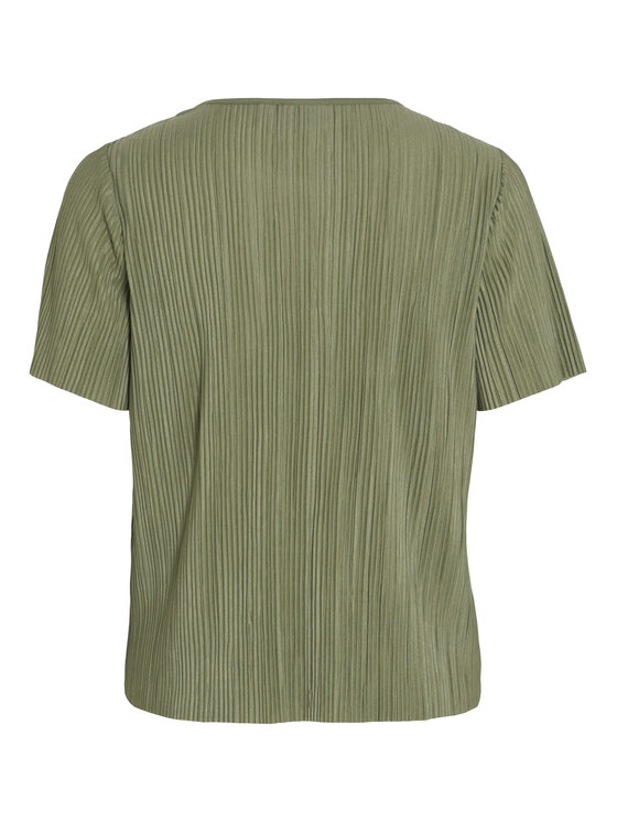 Vila Vila T-shirt Plisa 14089481 Zelena Regular Fit