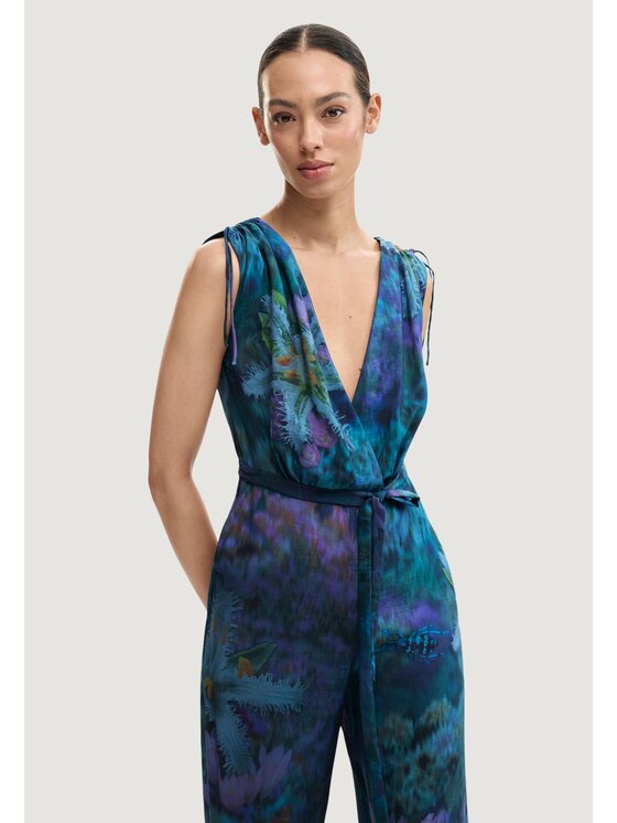 Desigual Desigual Kombinezon JUMPSUIT_FLORESAZUL Niebieski Casual Fit