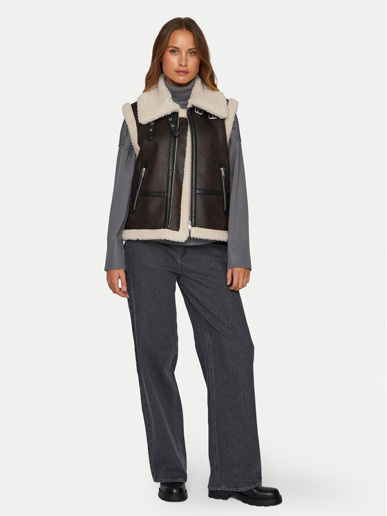 Vila Vila Bezrękawnik Risi 14097989 Brązowy Regular Fit