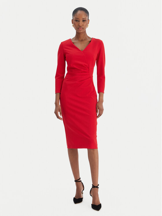 Rinascimento Rinascimento Φόρεμα κοκτέιλ CFC0126655003 Κόκκινο Slim Fit