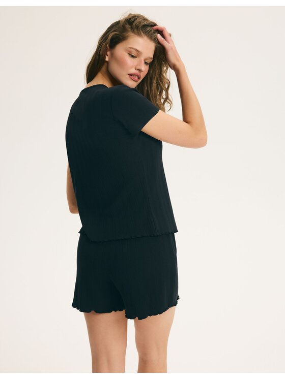 Esotiq Esotiq Piżama 45994 Czarny Regular Fit