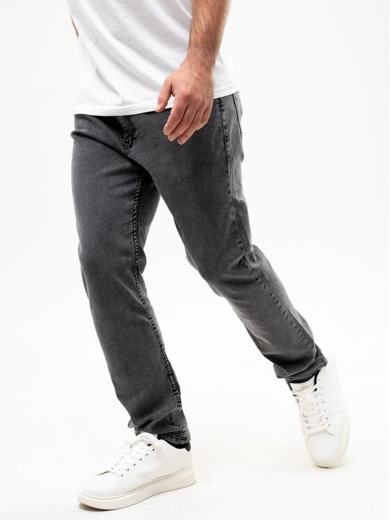 Urban City Urban City Jeansy Spodnie Jeansowe Męskie Ciemne Szare UrbanCity Pocket Logo 34 Szary Regular Fit