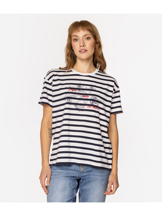 Lee Cooper Lee Cooper T-Shirt LEAVES 6040 Granatowy Loose Fit