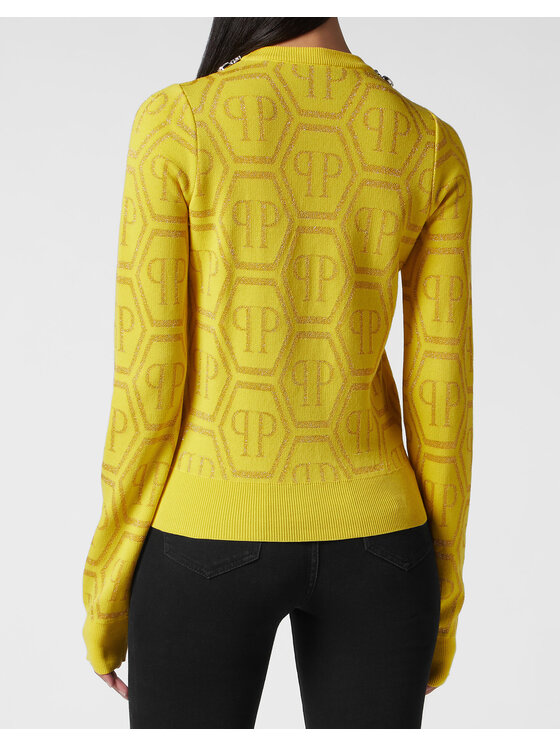 PHILIPP PLEIN PHILIPP PLEIN Sweter 15281 Żółty Regular Fit