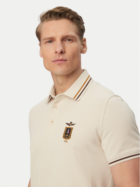 Aeronautica Militare Aeronautica Militare Polo majica 261PO1914UP00403 Bež Regular Fit