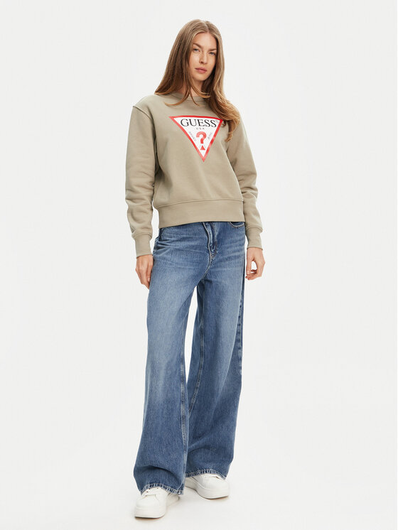 Guess Guess Μπλούζα W2YQ16 KBA11 Χακί Regular Fit
