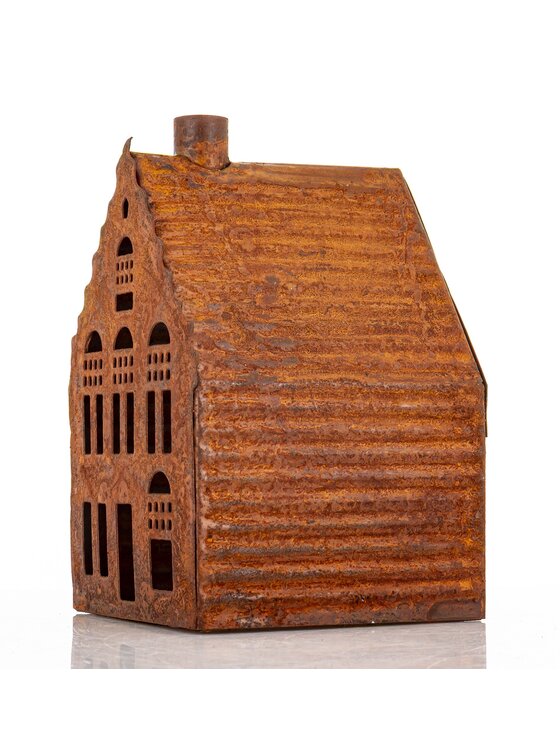 MIAhome MIAhome Figurka domek metalowy rdzawy RUGGINE karbowany Pomarańczowy
