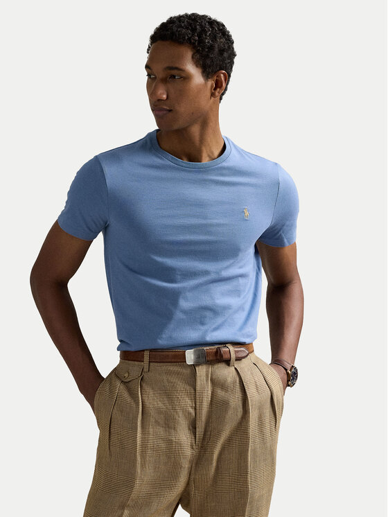 Polo Ralph Lauren Polo Ralph Lauren T-Shirt 710671438430 Błękitny Custom Slim Fit