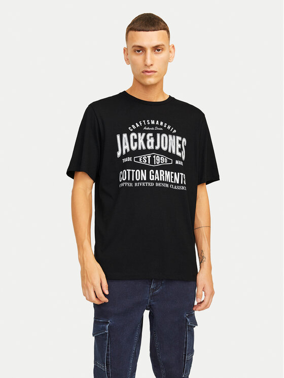 Jack&Jones T-krekls Jeans 12256779 Melns Standard Fit