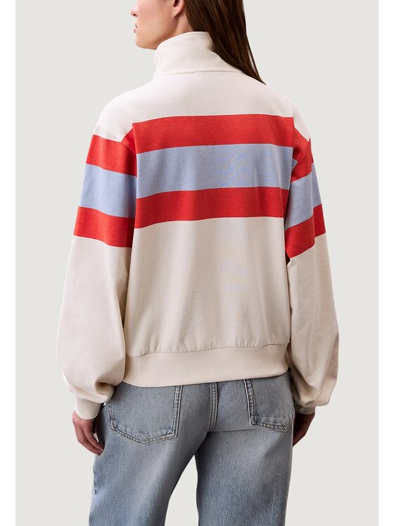 Calvin Klein Jeans Calvin Klein Jeans Μπλούζα RUGBY JERSEY 1/4 ZIP Λευκό Casual Fit