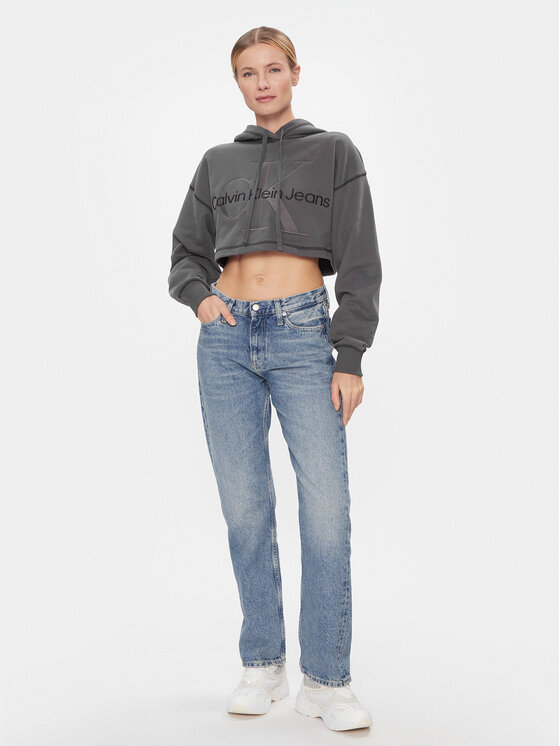 Calvin Klein Jeans Calvin Klein Jeans Majica dugih rukava Hero Monologo Short Hoodie J20J222540 Siva Regular Fit