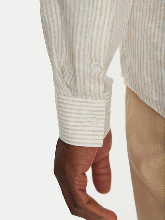 Calvin Klein Jeans Calvin Klein Jeans Koszula Linen Stripe Slim Shirt K10K109332 Beżowy Regular Fit