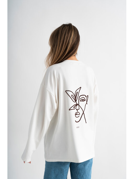 Mirons Mirons Bluzka Longsleeve Cream Face Écru Oversize