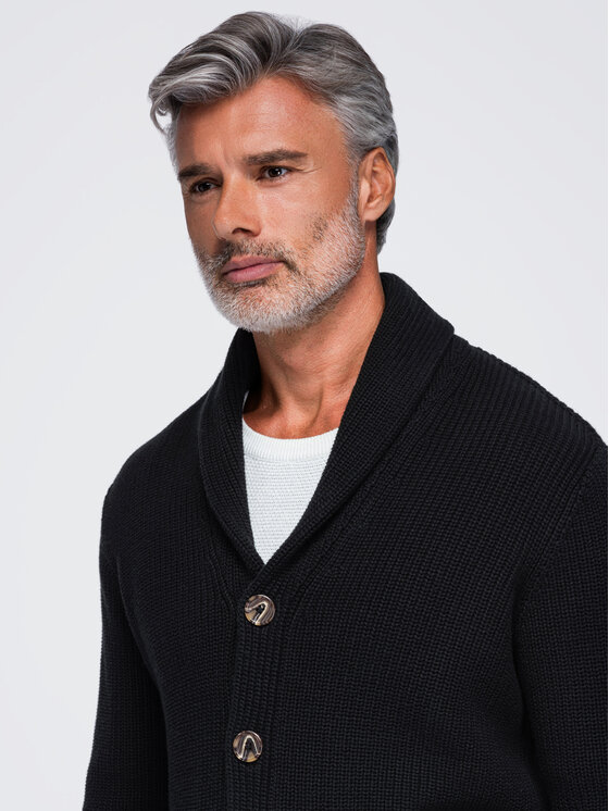 Ombre Ombre Sweter OM-SWCD-0200 Czarny Regular Fit