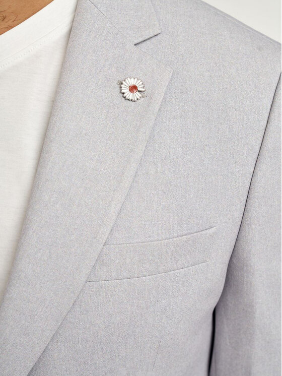 VILLARO VILLARO Marynarka MAR712 Szary Slim Fit