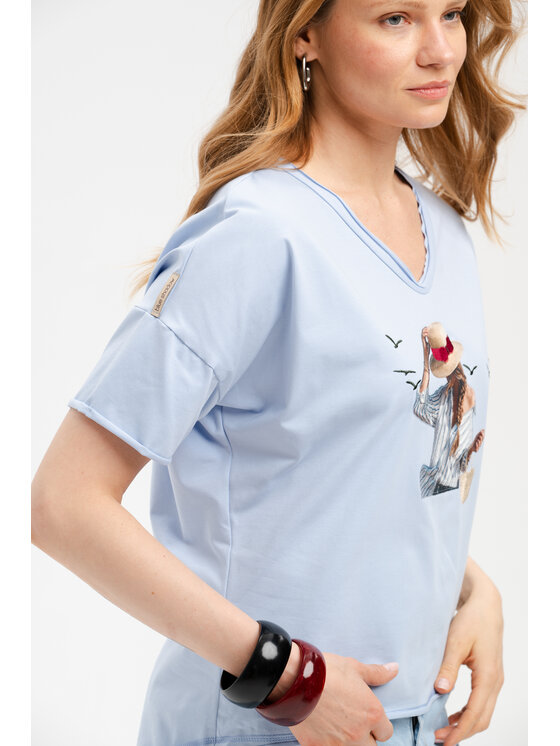 blue shadow blue shadow Bluzka Belisiti Niebieski Regular Fit