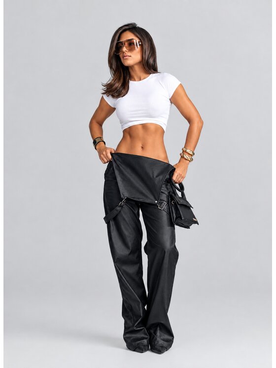 Love Saints Love Saints Spodnie skórzane L26LF-WZ-K01 Czarny Regular Fit