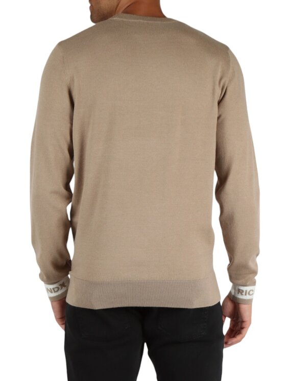 Richmond X Richmond X Maglione maglia uomo di colore beige con logo sui polsi Beige Regular Fit