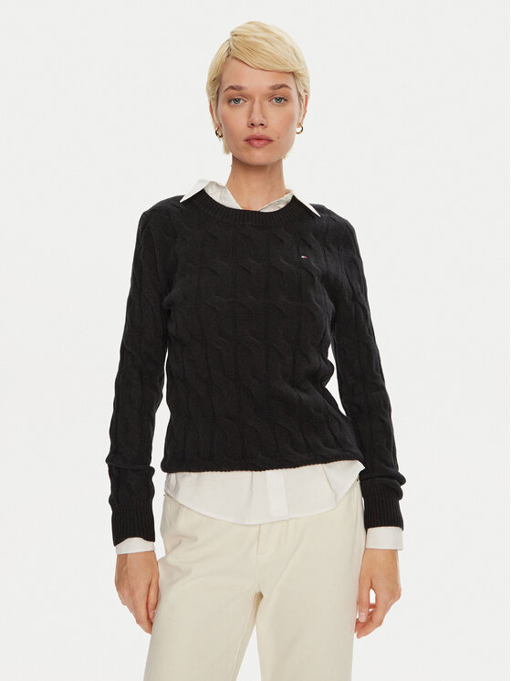 Tommy Hilfiger Sveter WW0WW43586 Čierna Regular Fit