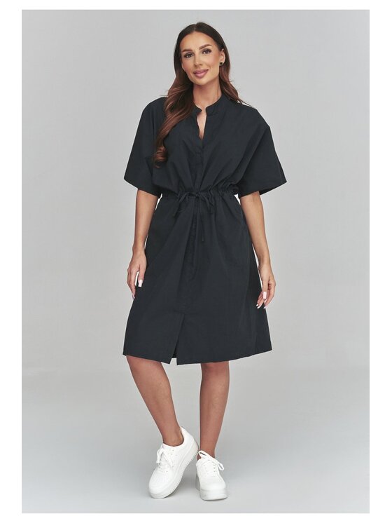Makadamia Makadamia Sukienka codzienna C62 Czarny Loose Fit