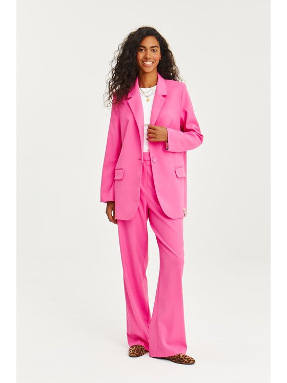 NAOKO NAOKO Kalhoty z materiálu Bubblegum Attitude Růžová Regular Fit
